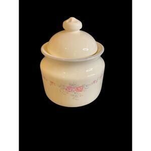 Vintage Pfaltzgraff Trousseau Lidded Sugar Bowl Ivory Floral